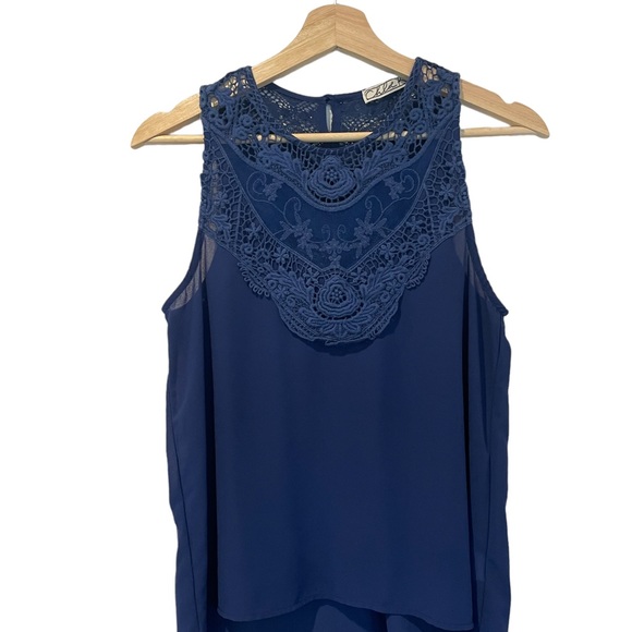 Colbalt Blue Lace Tank Top Size Small - Picture 6 of 6